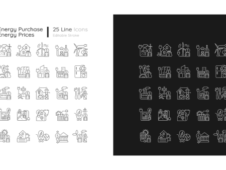 Energy purchase linear icons set for dark and light mode Supply