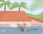 Flooding in urban areas flat color vector illustrations set Discount