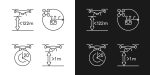 Drone usage linear manual label icons set for dark and light mode Online now