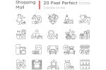 Shopping mall categories pixel perfect linear icons set Online now