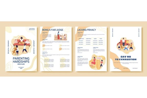 Parenting vector brochure template set Cheap