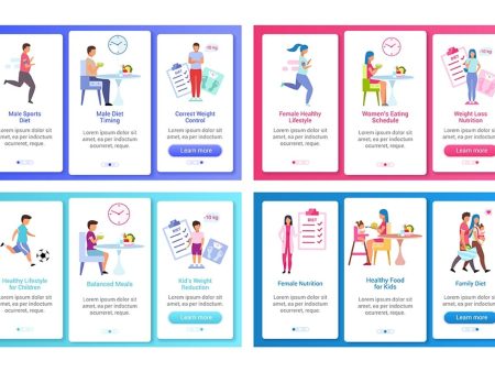 Healthy family onboarding mobile app screen vector template Online