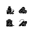 Soy foods black glyph icons set on white space Fashion