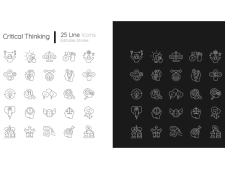 Critical thinking linear icons set for dark and light mode Discount