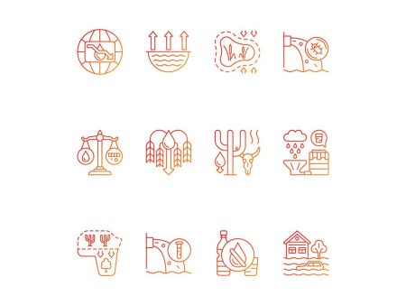 Global water crisis gradient linear vector icons set For Sale