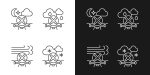 Drone usage linear manual label icons set for dark and light mode Online now