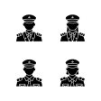 Cruise and hotel staff black glyph icons set on white space Sale