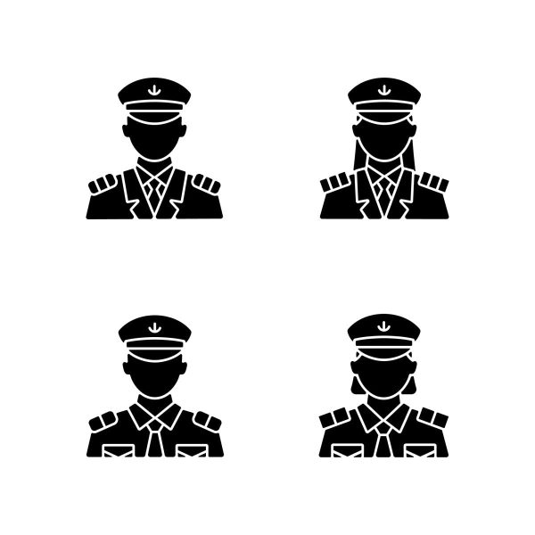 Cruise and hotel staff black glyph icons set on white space Sale