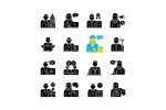 Company staff related RGB black glyph icons set on white space Online Hot Sale