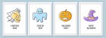 Halloween celebration greeting cards with color icon element set on Sale