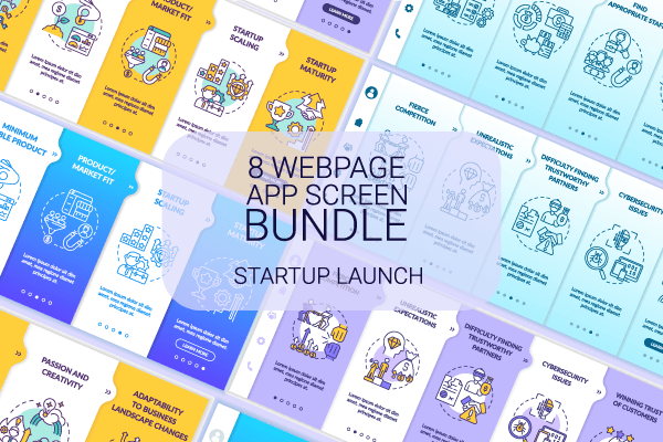 Startup Launch App Screens Bundle Fashion