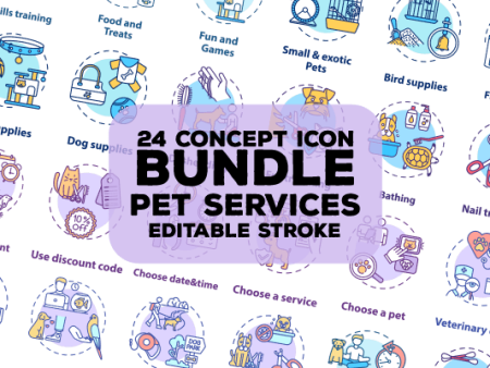 Pet Services Concept Icons Bundle Supply