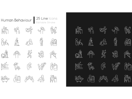 Human behaviour linear icons set for dark and light mode Online