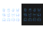 Different types of headphones gradient icons set Cheap