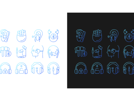 Different types of headphones gradient icons set Cheap