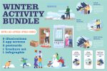 Winter activity flat color vector bundle For Cheap