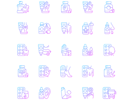 Medical Treatment Gradient Icons Bundle For Cheap