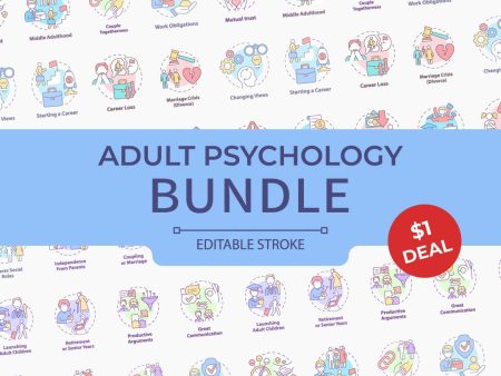 Adult psychology concept icons bundle Supply