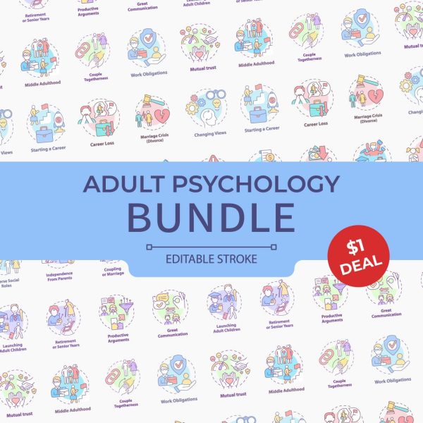 Adult psychology concept icons bundle Supply