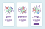 Human trafficking related onboarding mobile app page screen bundle on Sale