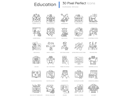 Education pixel perfect linear icons set Hot on Sale