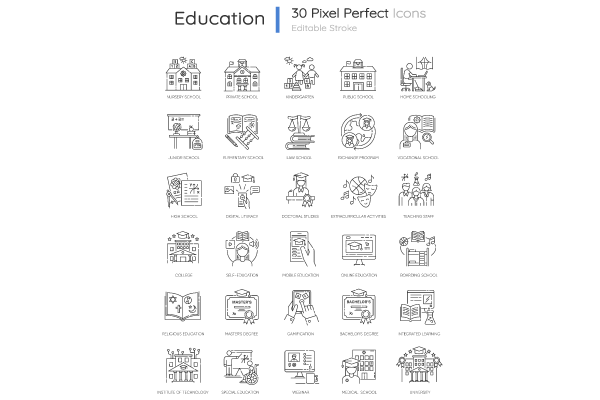 Education pixel perfect linear icons set Hot on Sale