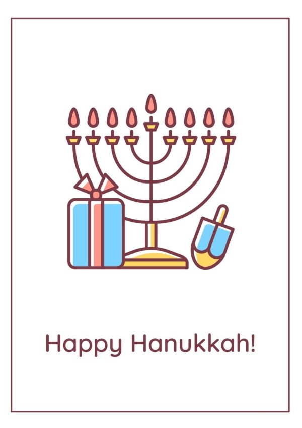 Jewish festival celebration greeting cards with color icon element set Online