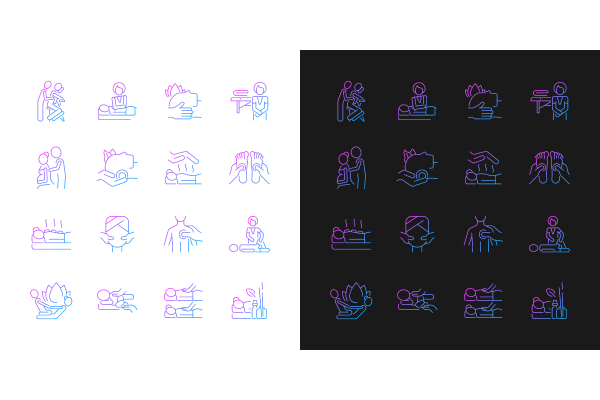 Massage types gradient icons set for dark and light mode For Cheap