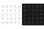Clinical trials gradient icons set for dark and light mode Online
