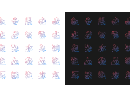 Clinical trials gradient icons set for dark and light mode Online