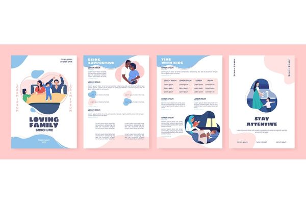 Parenting vector brochure template set Cheap