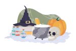 Halloween witch decor 2D vector isolated illustration set Online Hot Sale