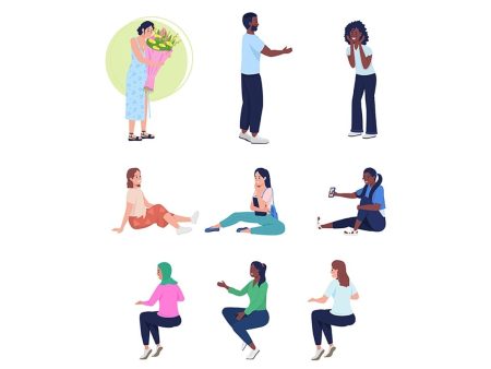 People in different poses color vector character set Discount