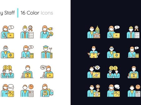 Company staff related light and dark theme RGB color icons set Online Sale