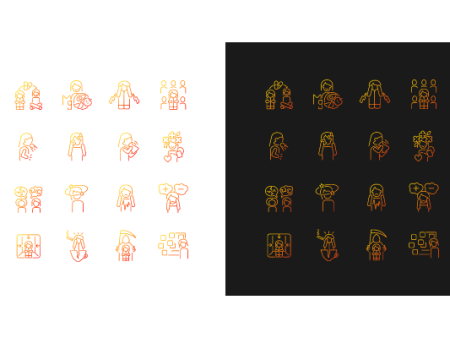 Panic disorder gradient icons set for dark and light mode Online Hot Sale