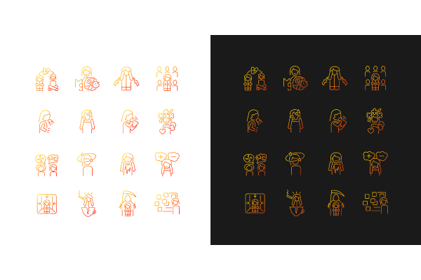 Panic disorder gradient icons set for dark and light mode Online Hot Sale