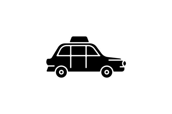 Taxi types black glyph icons set on white space Online now