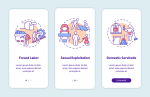 Human trafficking related onboarding mobile app page screen bundle on Sale