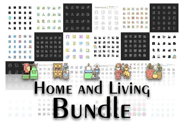 Home and living icons bundle Supply