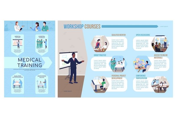 Training courses flat color vector infographic templates For Discount