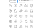 Production process pixel perfect linear icons set Online now