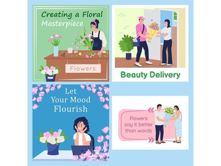 Order bouquet social media post mockup set Online now