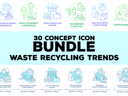 Garbage recycling trends concept icons bundle Sale