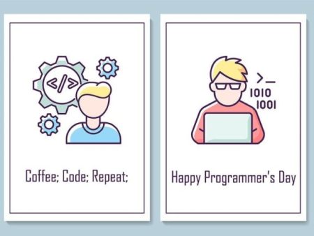 International programmers day greeting cards set Online now