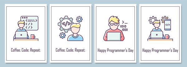 International programmers day greeting cards set Online now