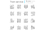 Train services linear icons set Discount