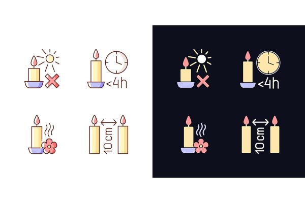 Handmade candles label light and dark theme RGB color manual label icons set Online Hot Sale