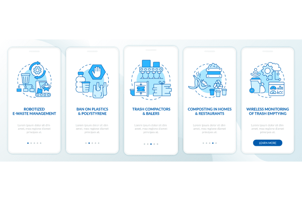 Waste Recycling Trends App Screen Bundle For Sale