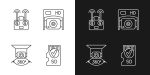 Drone usage linear manual label icons set for dark and light mode Online now