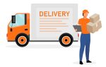 Delivery service workers flat vector illustrations set For Discount